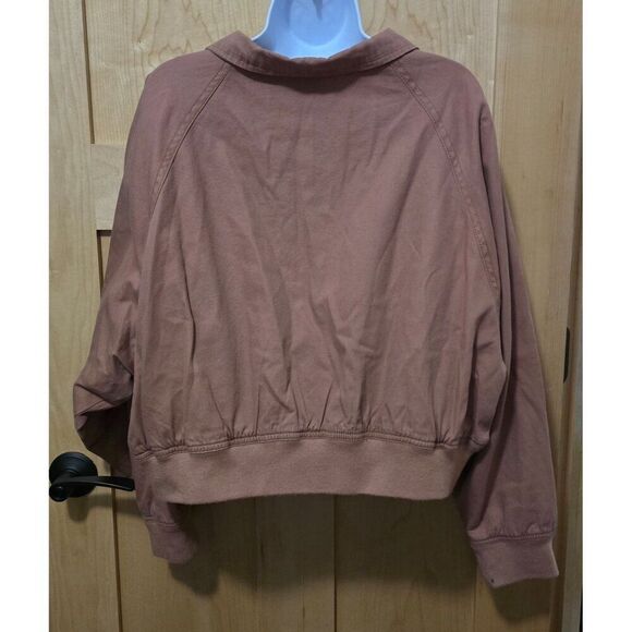 Brown Cotton Zip-Up Jacket With Pockets XXL W Casual Wear chore coat peasant - Picture 3 of 4